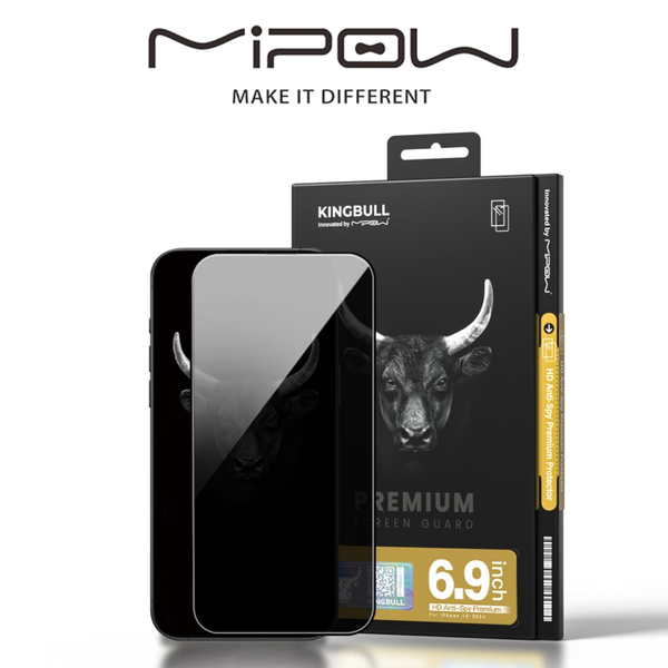  Cường Lực chống nhìn trộm MiPow Kingbull Anti-Spy Premium SILK Cao Cấp Chính Hãng cho iPhone 16 Pro Max| 16 Pro| 15 Pro Max| 15 Pro 