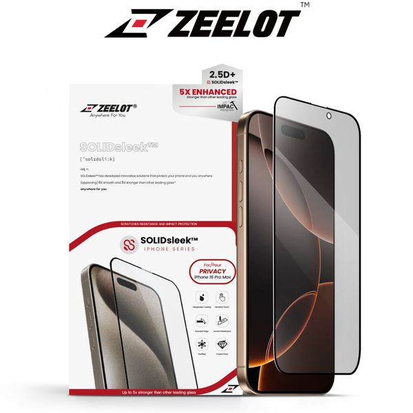  Cường Lực ZEELOT SOLIDseek Chống Nhìn Trộm 2.5D Cao Cấp Chính Hãng cho iPhone 16 Pro Max| 16 Pro 