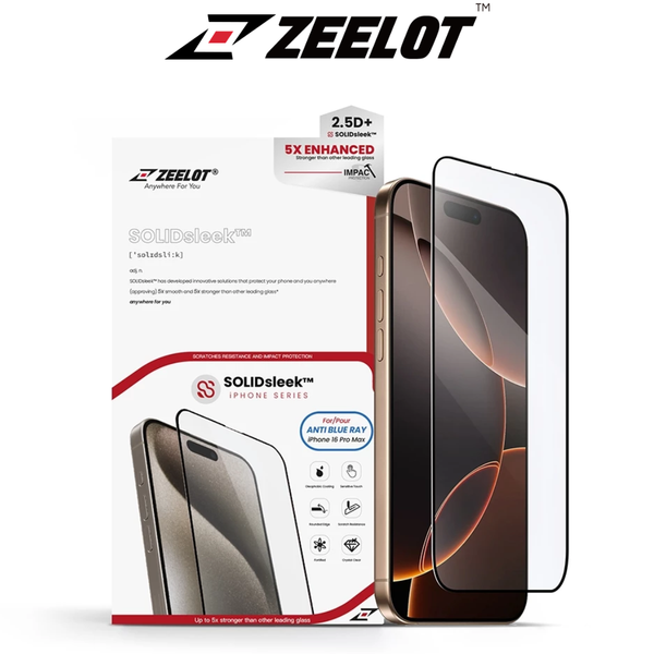  Cường Lực ZEELOT SOLIDseek Chống Ánh Sáng Xanh 2.5D Cao Cấp Chính Hãng cho iPhone 16 Pro Max| 16 Pro 