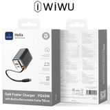  Bộ Sạc Nhanh GAN WIWU WI-G021 45W Tích Hợp Sạc Cáp Sạc TypeC to C Cao Cấp Chính Hãng cho iPhone 