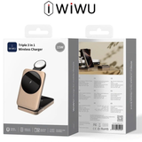  Dock Sạc Không Dây 3in1 WiWU Wi-W038 Gập Gọn Từ Tính - Sạc Cùng Lúc 3 Thiết Bị Công Suất 15W cho iPhone/ AW/ Tai Nghe 