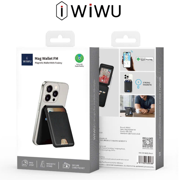  VÍ Da Định Vị WiWU Mag Wallet FM WM-005 Kiêm Giá Đỡ Nhỏ Gọn Tiện Lợi Cao Cấp Chính Hãng 