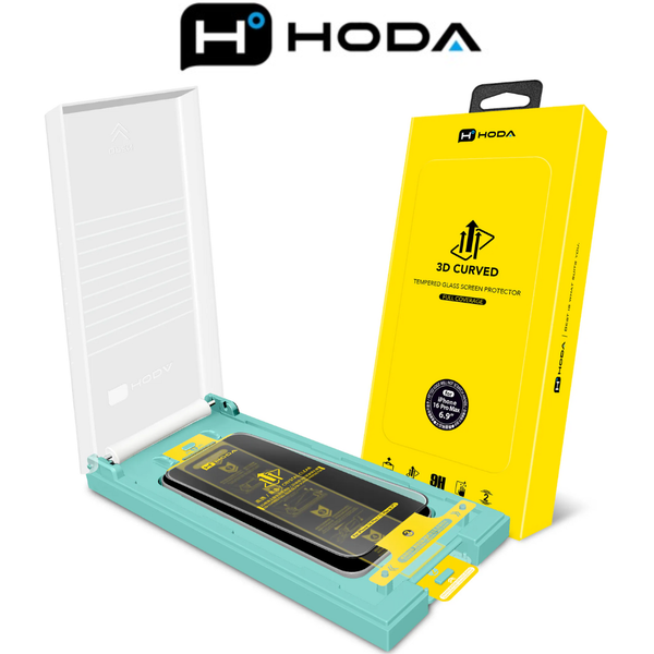  Cường Lực Hoda 3D Trong Suốt Không Lẹm Viền Có Khung Hỗ Trợ Dán Chính Hãng cho iPhone 16 Pro | 16 Pro Max| 17 Air| 17 Pro | 17 Pro Max 