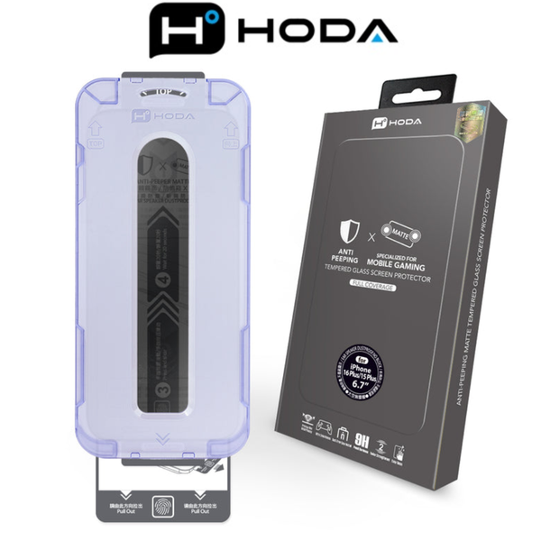  Cường Lực HODA 2in1 Chống Vân Tay & Chống Nhìn Trộm 2.5D Có Khung Trợ Dán cho iPhone 17|16|15|14 Series 