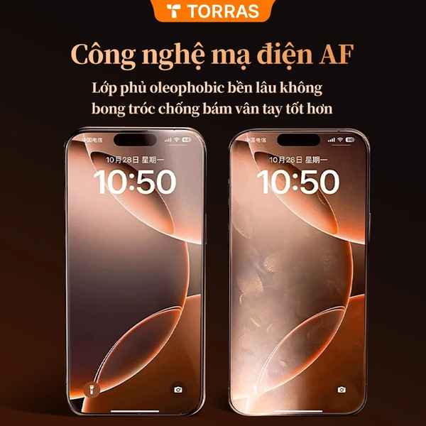  Cường Lực TORRAS Trong Suốt/ Chống Nhìn Trộm Combo 2 Kính /Hộp Có Khung Trợ Dán Cao Cấp Chính Hãng cho iP 16 Pro Max/ 16 Pro 