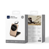  Dock Sạc Không Dây 3in1 WiWU Wi-W038 Gập Gọn Từ Tính - Sạc Cùng Lúc 3 Thiết Bị Công Suất 15W cho iPhone/ AW/ Tai Nghe 