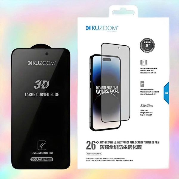  Cường lực Kuzoom 3D Curved Trong Suốt| Chống Nhìn Trộm Không Lẹm Viền Cao Cấp Chính Hãng cho iPhone 17| iPhone 16 Pro/Max| iPhone 15 ProMax 
