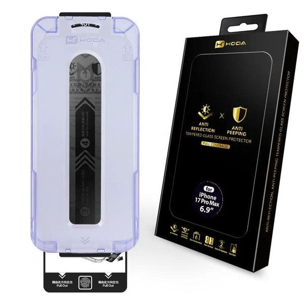  Cường Lực Hoda 2in1 Chống Nhìn Trộm & Chống Chói 2.5D Có Khung Trợ Dán Chính Hãng cho iPhone 16 Pro| 16 Pro Max| 17 Pro| 17 Pro Max 