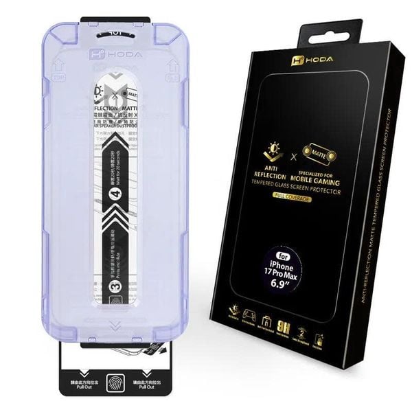  Cường Lực HODA 2in1 Chống Vân Tay & Chống Chói 2.5D Có Khung Trợ Dán cho iPhone 17 Pro| 17 Pro Max 