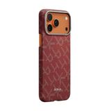  Ốp PITAKA Monogram Gold Red Hở Viền Có Nút Control – Siêu Phẩm Từ Sợi Aramid Dệt cho iPhone 17 Pro Max 