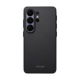  Ốp Pitaka Cairn Black Full Viền Chống Sốc có Nút Aaron NFC  – Siêu Phẩm Từ Sợi Aramid Dệt cho S26Ultra 