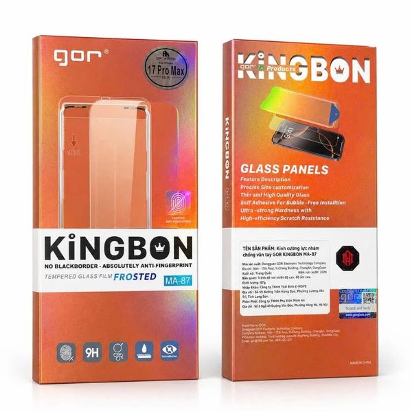  Cường Lực GOR MA-87 Nhám Hạn CHế Bám Vân Tay Có Khung Trợ Dán Chính Hãng 