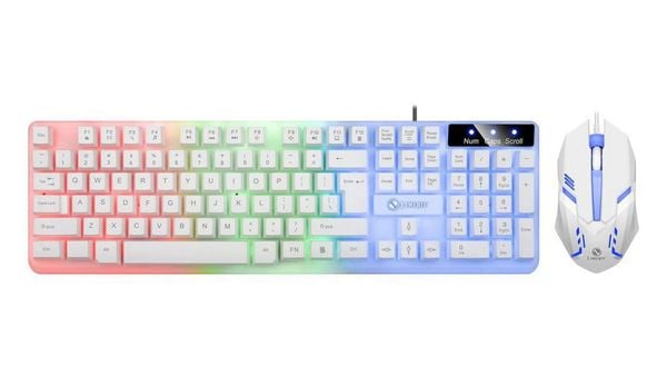 Combo phím chuột giả cơ GTX 350 Chuyên Game | Màu trắng, Led Rainbow