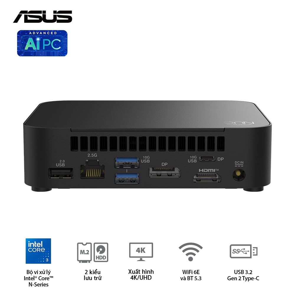 Máy bộ ASUS Mini NUC 14 Essential RNUC14MNK1500000 90AR00M2-M00010 (Intel Processor N150/ Intel Onboard Graphics/ 3Y)
