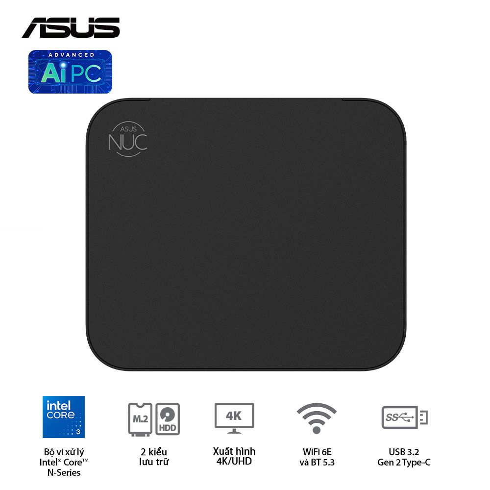 Máy bộ ASUS Mini NUC 14 Essential RNUC14MNK1500000 90AR00M2-M00010 (Intel Processor N150/ Intel Onboard Graphics/ 3Y)