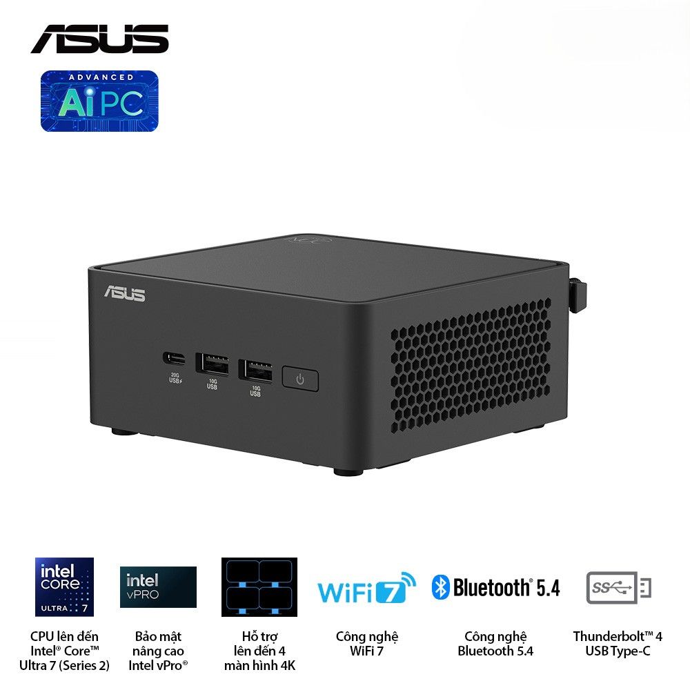 Máy bộ Asus Mini PC NUC 15 PRO Tall RNUC15CRHU500000I 90AR00Q2-M00150 (Core Ultra 5 225H/  Intel Arc Graphics/ 3Y)
