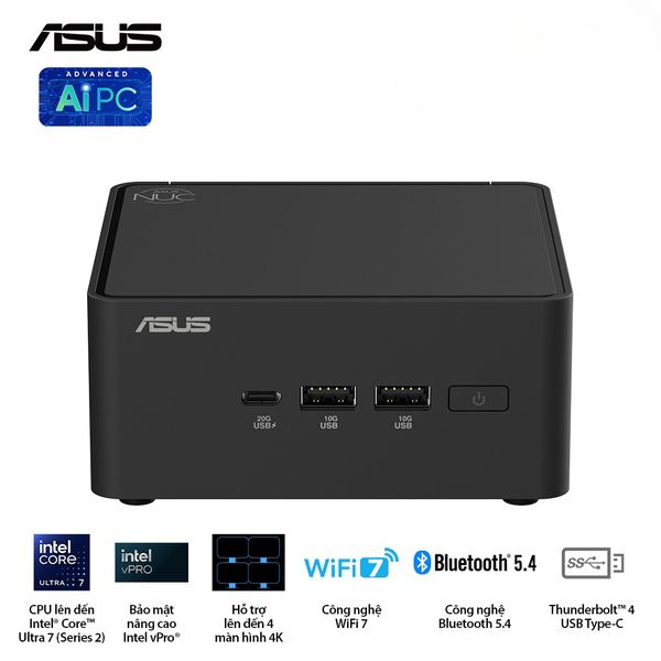 Máy bộ Asus Mini PC NUC 15 PRO TALL RNUC15CRHU700000I 90AR00Q2-M00160 (Core Ultra 7 255H/  Intel Arc Graphics/ 3Y)