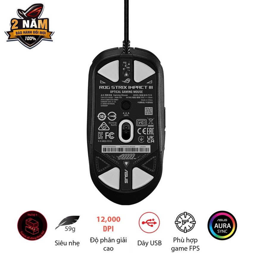 Chuột Asus ROG Strix Impact III 90MP0300-BMUA00