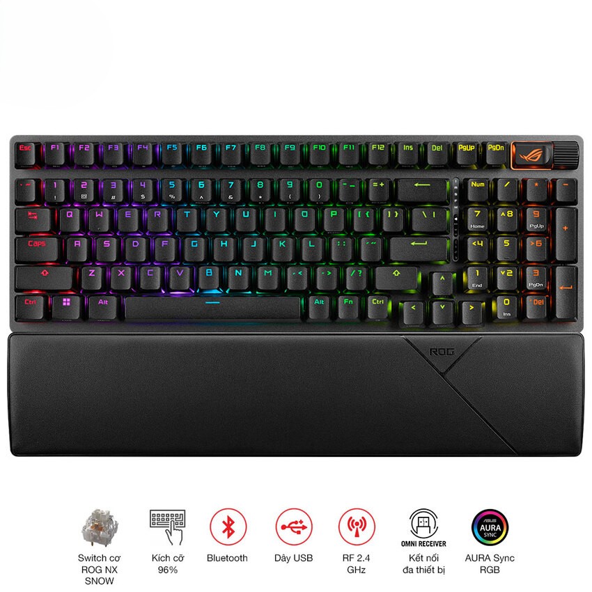 Bàn Phím không dây Asus ROG Strix Scope II 96 Wireless NXSW/US/ABS 90MP037A-BKUA00