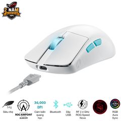 Chuột không dây Asus ROG Harpe Ace Aim Lab Edition Trắng 90MP02W0-BMUA10