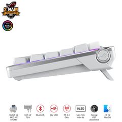 Bàn phím không dây ASUS ROG AZOTH NX RED (WL/PBT/OLED-SCR/Trắng) (90MP0316-BKUA11)