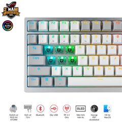 Bàn phím không dây ASUS ROG AZOTH NX RED (WL/PBT/OLED-SCR/Trắng) (90MP0316-BKUA11)