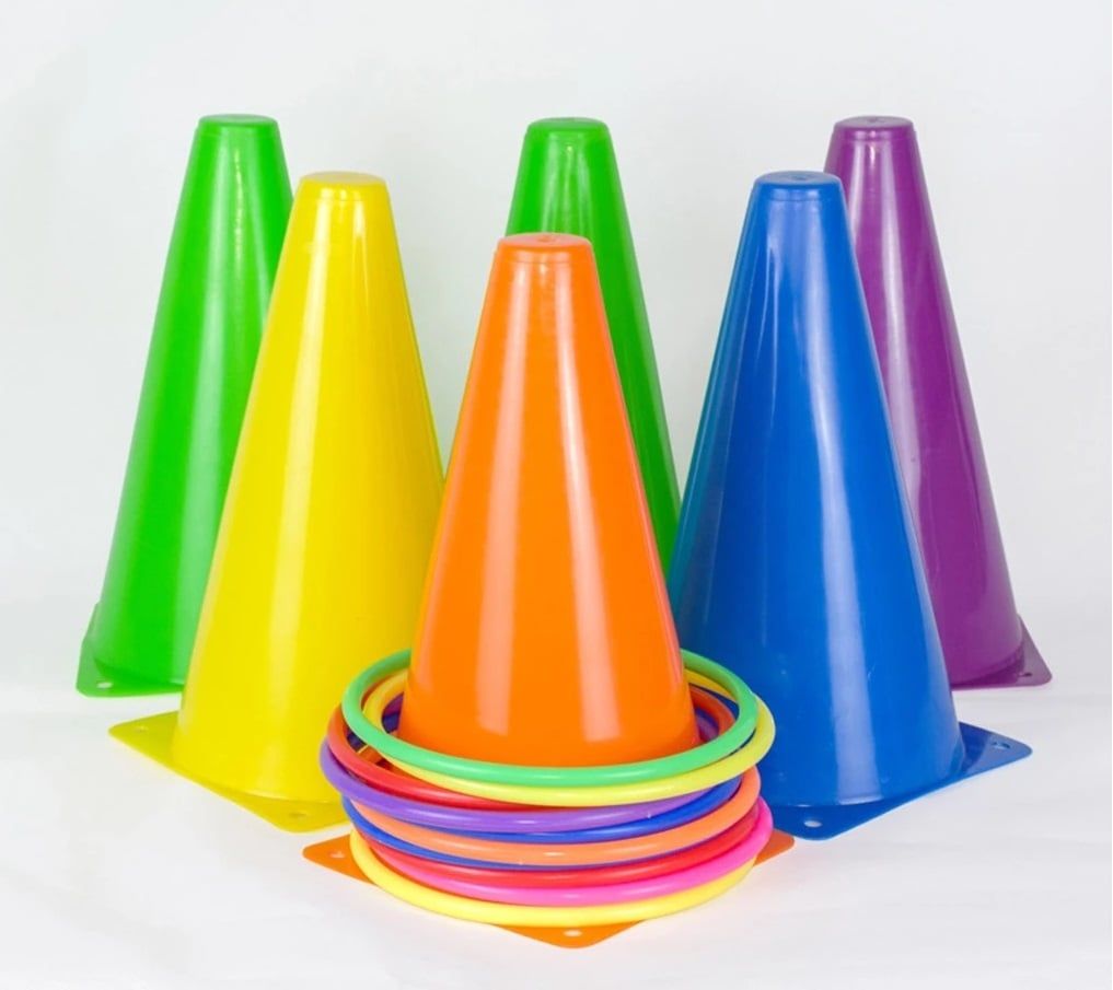 Cone tập chiến thuật, mắc cơ bóng đá, cone nấm trụ cao vượt chướng ngại vât- 24cm 