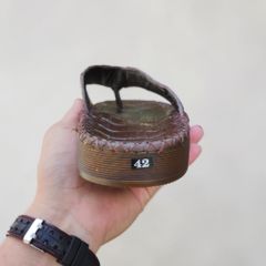 Dép kẹp đế cao. Full Da cá sấu màu Nâu huyền thoại!