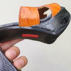 Dép cao gót 10cm cho Nữ. Da cá sấu Vàng bò Nổi bật!