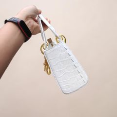 Túi xách nữ size 20 nhỏ gọn có dây đeo. Da cá sấu trắng Bạch tạng!
