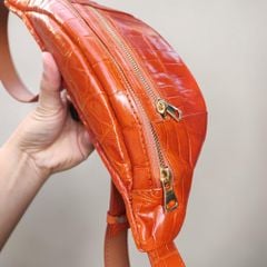 Túi đeo bụng Da cá sấu Loại Dẹp gọn gàng. Phiên bản Vàng bò đẹp Nổi bật!