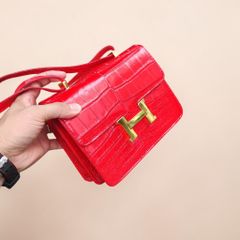 Túi đeo vai Nữ da bụng cá sấu đỏ Nổi bật. Thiết kế thương hiệu!