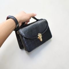 Túi xách khóa Nữ hoàng có dây đeo. Size 23*15*9cm vừa vặn!