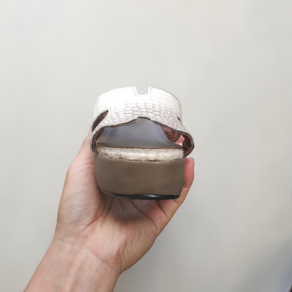 Dép cao gót Nữ 10cm. Da cá sấu bạch tạng Hàng Hiếm!