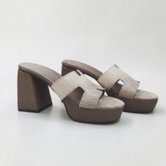 Dép cao gót Nữ 10cm. Da cá sấu bạch tạng Hàng Hiếm!
