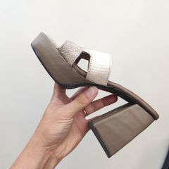 Dép cao gót Nữ 10cm. Da cá sấu bạch tạng Hàng Hiếm!