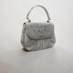 Túi nắp bầu siêu dễ thương. Da cá sấu bạch tạng Cao Cấp!