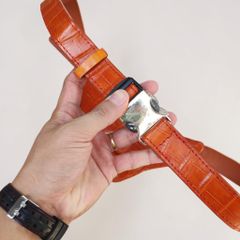 Túi đeo bụng Da cá sấu Loại Dày phình to Đựng nhiều đồ. Phiên bản Vàng bò đẹp Nổi bật!