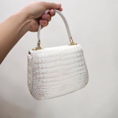 Túi da cá sấu Bạch tạng. Thiết kế Nắp bầu siêu dễ thương!