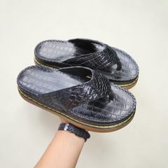 Dép kẹp đế Doctor 4.5cm nâng tầm Phong thái. Da cá sấu trơn mềm!