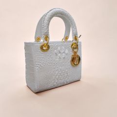 Túi xách nữ size 20 nhỏ gọn có dây đeo. Da cá sấu trắng Bạch tạng!