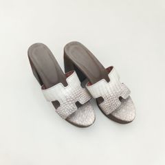 Dép cao gót Nữ 10cm. Da cá sấu bạch tạng Hàng Hiếm!
