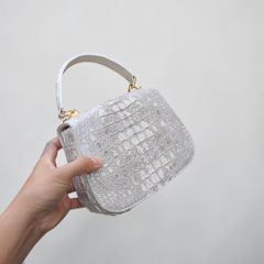 Túi nắp bầu siêu dễ thương. Da cá sấu bạch tạng Cao Cấp!