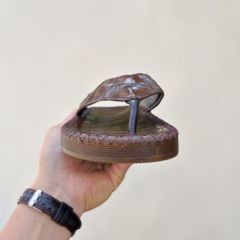 Dép kẹp đế cao. Full Da cá sấu màu Nâu huyền thoại!