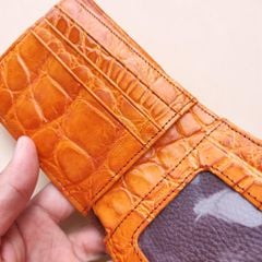 Ví 2 mặt Da bụng cá sấu Vàng bò đẹp Nổi bật!