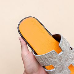 Dép ngang da bụng cá sấu Bạch tạng LÓT MÀU rất đẹp!