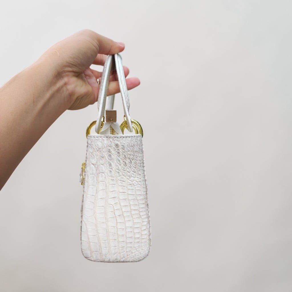 Túi nữ da cá sấu Bạch tạng phiên bản Thương hiệu. Size vừa 25cm.