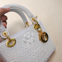 Túi xách nữ size 20 nhỏ gọn có dây đeo. Da cá sấu trắng Bạch tạng!