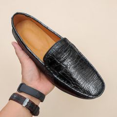 Giày lười da bụng cá sấu. Lót lòng sáng màu đẹp bắt mắt!