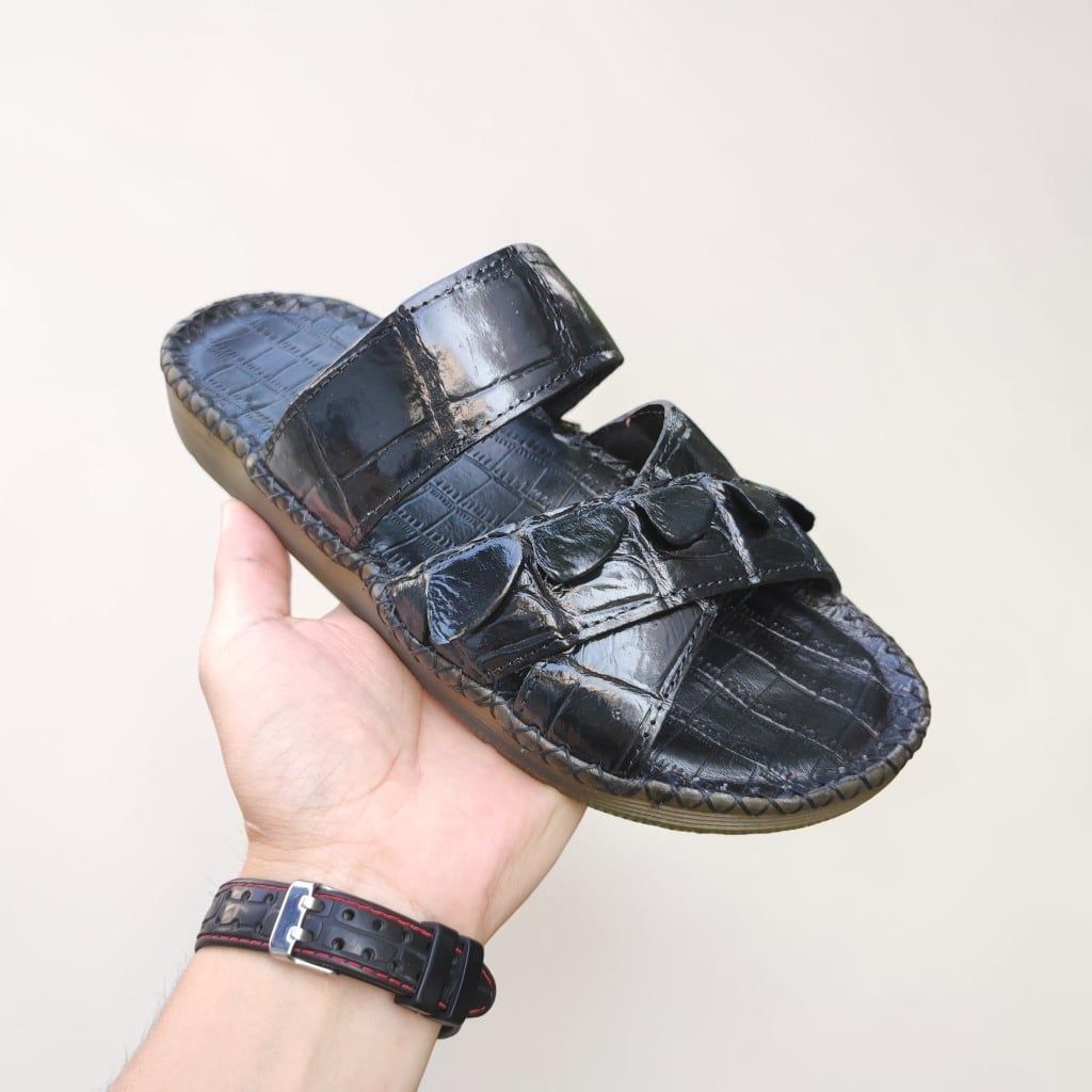Dép da cá sấu quai ngang ĐẾ CAO 2.5cm rất vừa!